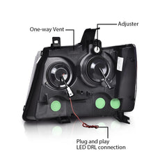 G-PLUS LED Headlights for Chevy Tahoe Avalanche Suburban 2007-2014 Smoky Black Product Details