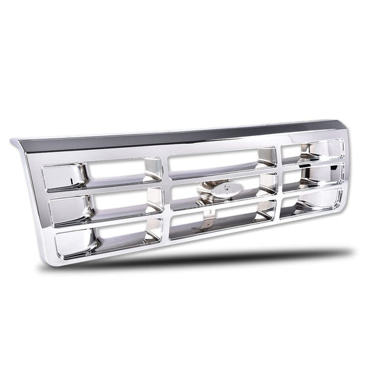 G-PLUS Front Grille Compatible with 1992-1996 Bronco/1992-1997 Ford F150 F250 F350 Chrom Plastic Truck Replacement