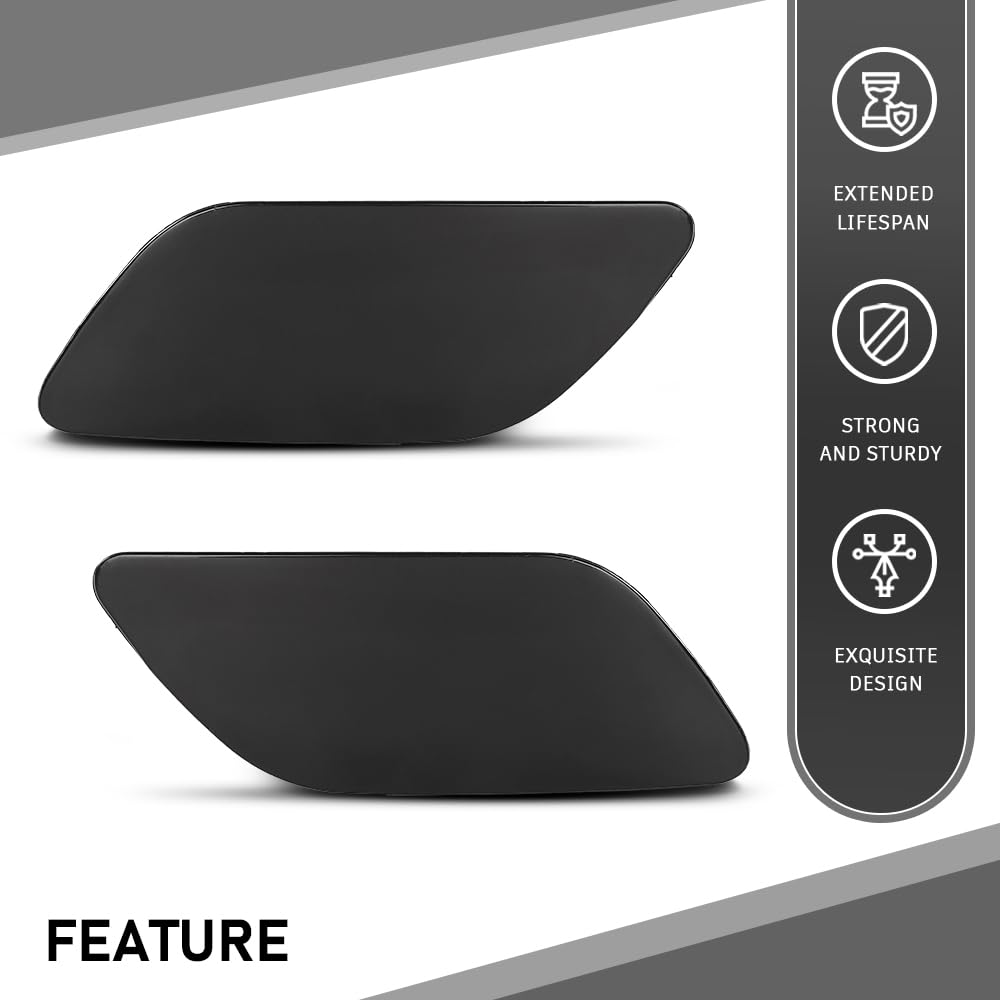 G-PLUS Pair Front Bumper Headlight Washer Cover Cap, Compatible with Audi A6 C7 2012-2017, Left Driver & Right Passenger Side 2PCS, 4G0955275, 4G0955276