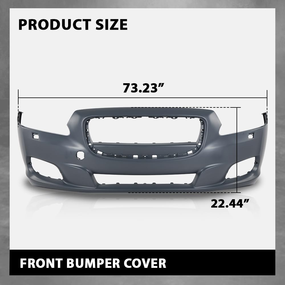 G-PLUS Front Bumper Cover Compatible with Jaguar XJ 2011-2015, Fit Jaguar XJR (Submodel: Base, L) 2014 2015, w/o Parking Aid Sensor Holes, C2D5370XXX, JA1000148, Black