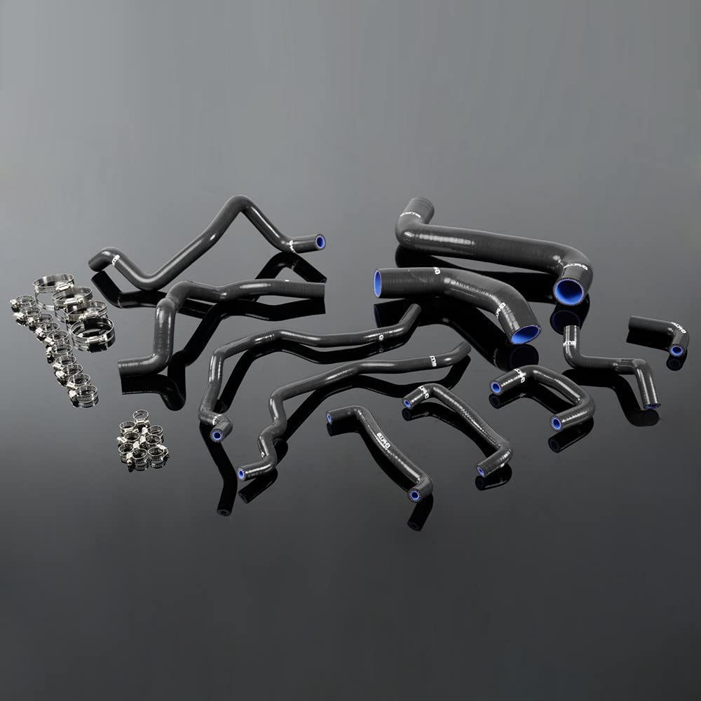 G-PLUS Silicone Radiator Coolant Hose Kit Clamps Compatible With Subaru Impreza STI MK10 GRB GH 2008 2009 2010 2011,Black