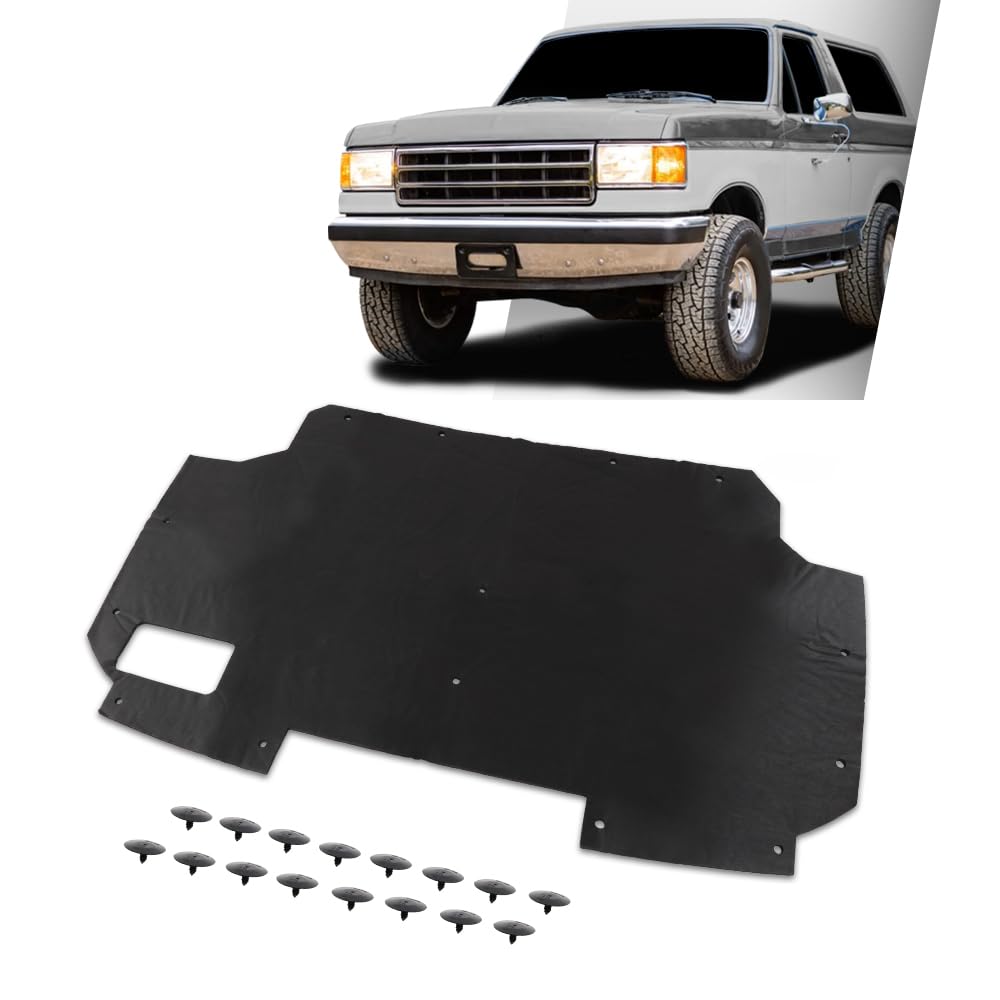 G-PLUS Black Hood Insulation Pad with Clips Compatible with Ford F150 F250 F350 Bronco 1987-1991