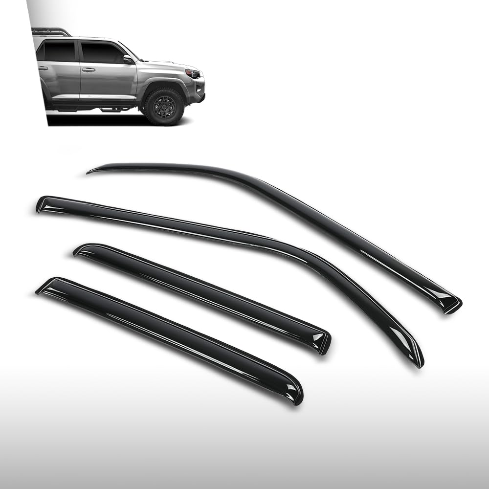 G-PLUS Outside Mount Ventvisor Sun Rain Guards Side Wind Deflector Compatible with Toyota 4Runner 2010-2024 Smoky