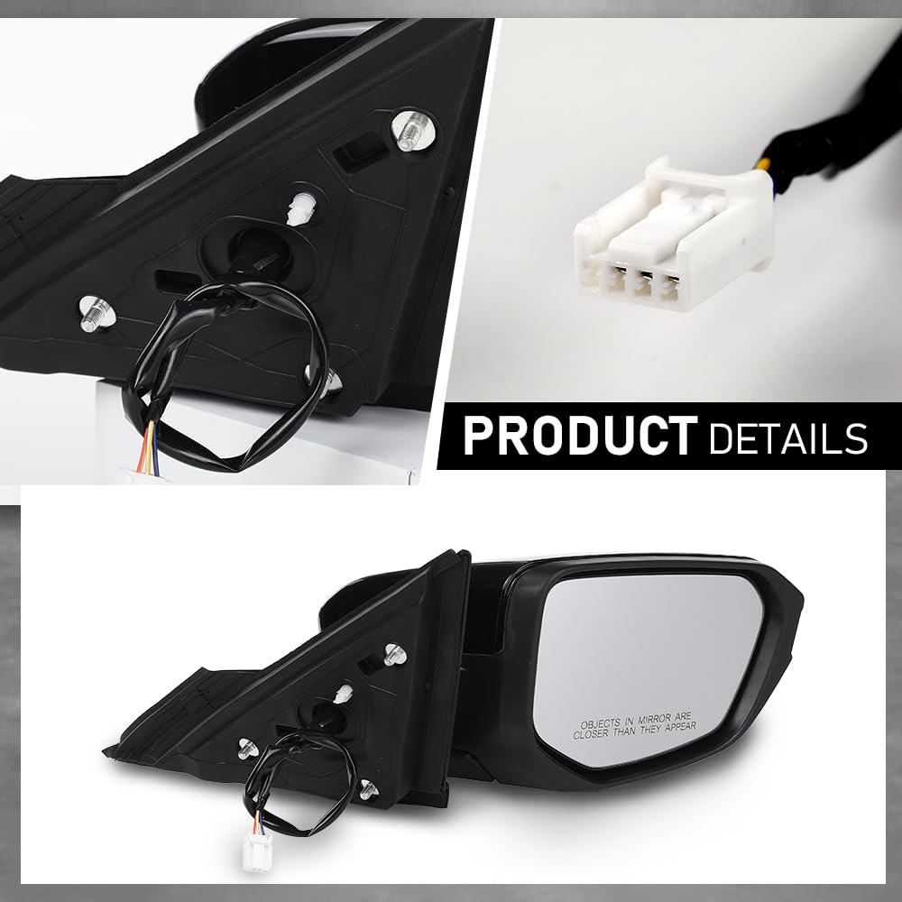 G-PLUS Power Mirror w/ 3-Pin Right Passenger Side Compatible with Honda Civic DX 2016-2020/Fit Honda Civic LX 2015-2021 Manual Folding 76208TBAA03ZA-PFM 76208TBAC03ZA-PFM Glossy Black