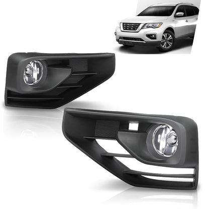 G-PLUS Fog Lights Bumper Lamps Assembly Left and Right Side W/Wiring Harness Compatible with Nissan Pathfinder 2017-2020 261509B90E, 261509B90E Black