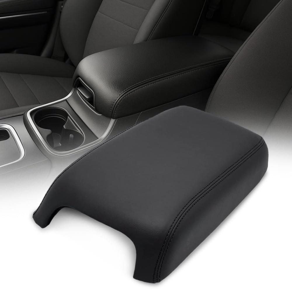 G-PLUS Upgraded Center Console Cover, Compatible with Dodge Charger 2011-2023 Armrest Cover Console Lid Protector Cushion Pad (Black Microfiber Leather Skin)
