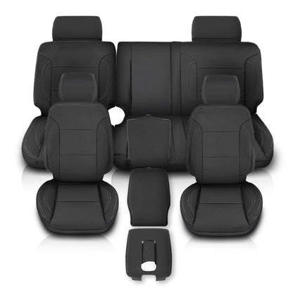 G-PLUS Full Set Seat Cover Compatible with Chevy Silverado LT Double Cab 2014-2018 Black