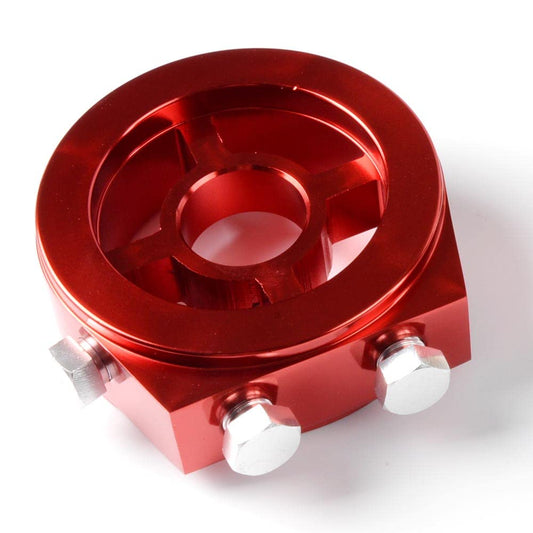 Universal M20 X 1.5 Racing Sport JDM Aluminum Oil/Gauge Filter Sandwich Adapter Plate Kit Red color