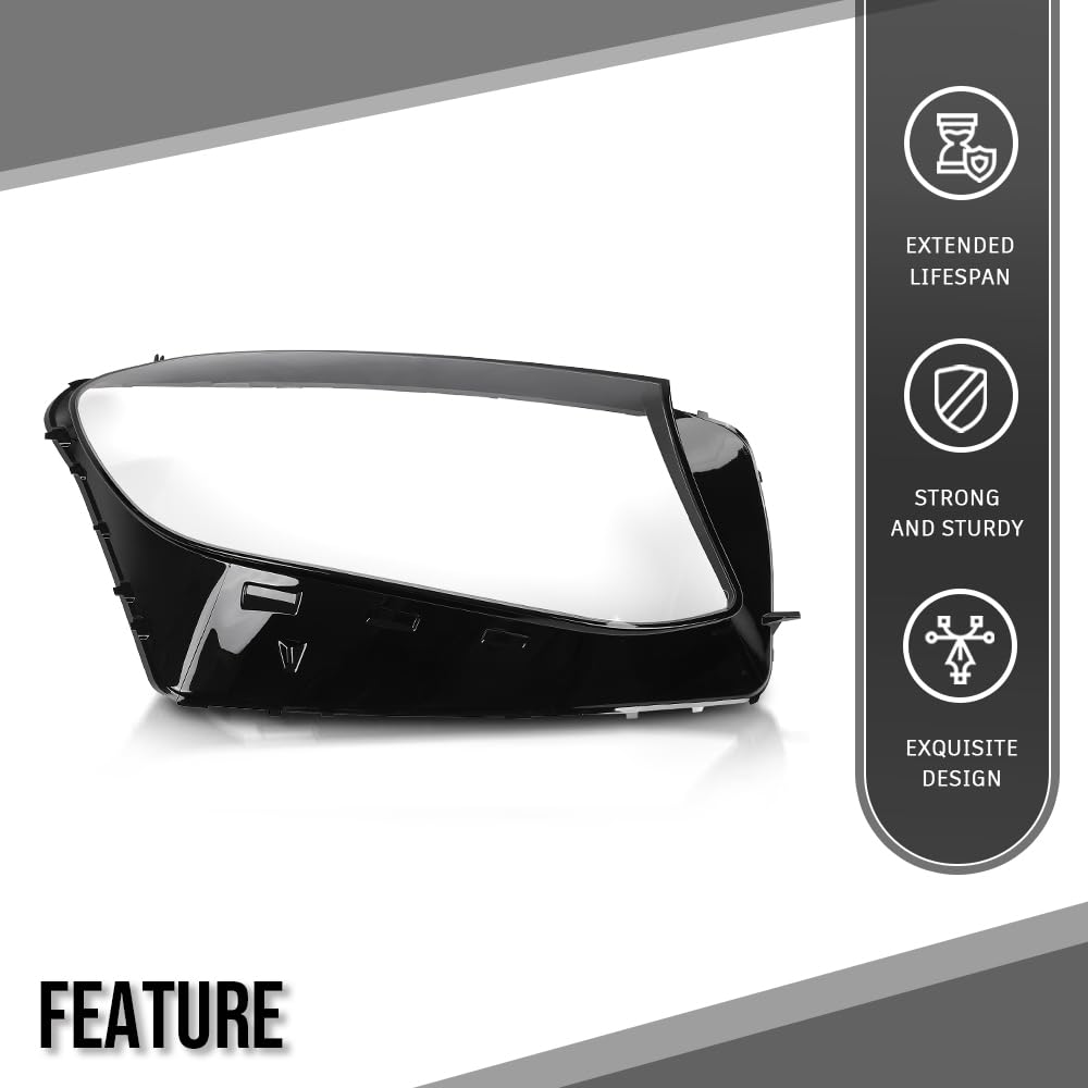 G-PLUS Headlight Lens Cover Compatible with Benz GLC Class W253 2016 2017 2018 2019 2539061601 Right Side Front Headlamp Lens Cover Clear