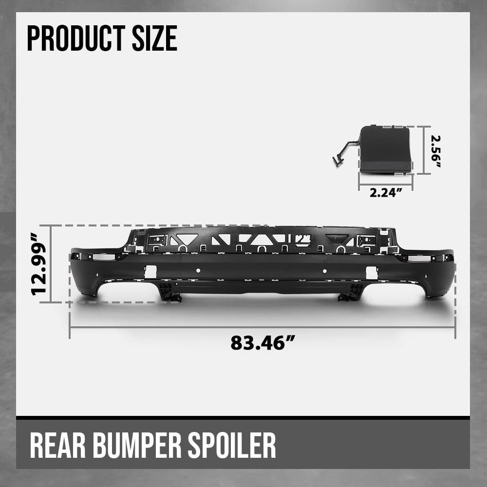 G-PLUS Rear Bumper Spoiler Lower Compatible with Porsche Cayenne 2018-2023 Without Turbo, Without Sport Design Package, with Parking Sensor Cut-Outs 9Y0807543AG2X, 9Y0-807-543-A-G2X Black