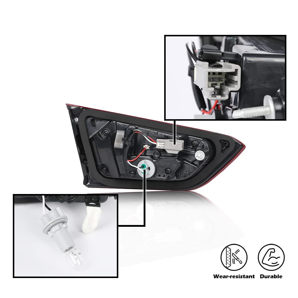 G-PLUS Inner LED Tail Light Compatible with Chevy Malibu 2019 2020 2021 Right Passenger Side Tail Lamp, Red Lens Chrome Housing, 84595946 84595945