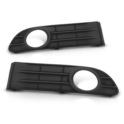 G-PLUS Front Bumper Fog Light Grille Grill Cover LH RH Compatible with Volvo S40 V50 S50 2008 2009 2010 2011 2012 30744919, 30744920 Black