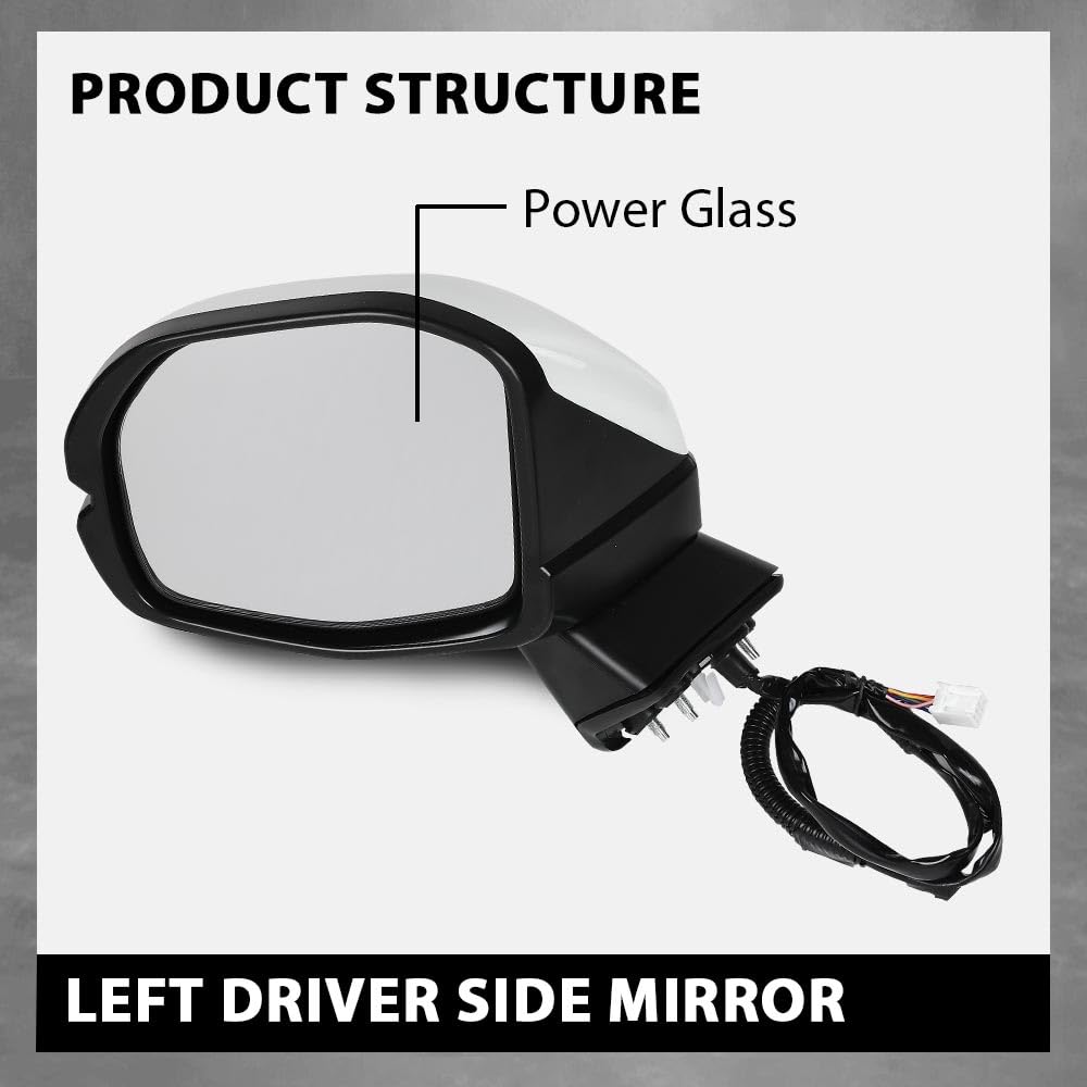 G-PLUS Power Heated Mirror w/Turn Signal Left Driver Side Compatible with Honda CRV 2023-2024 Power Folding 76258-3B4-H11 76208-3B4-H11 White