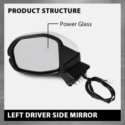 G-PLUS Power Heated Mirror w/Turn Signal Left Driver Side Compatible with Honda CRV 2023-2024 Power Folding 76258-3B4-H11 76208-3B4-H11 White