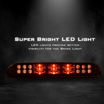 G-PLUS Rear LED Third Brake Light Compatible With Ford F250 F350 F450 F550 Super Duty 1999-2015,(NOT FOR Harley-Davidson Edition), 3rd Stop Lamps,Red Lens Chrome Housing