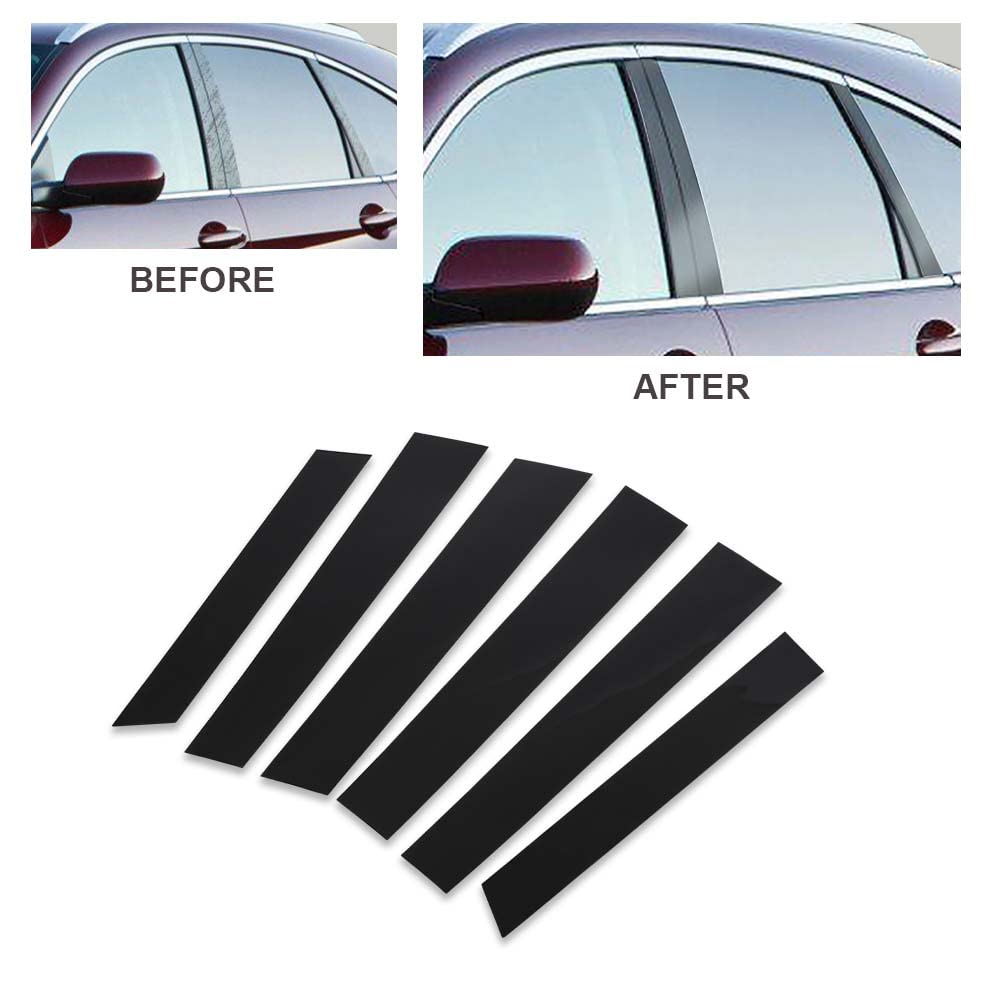 G-PLUS Window Pillar Posts 6PCS Set Cover Door Trim Compatible with 2007-2011 Honda CRV 4dr Black