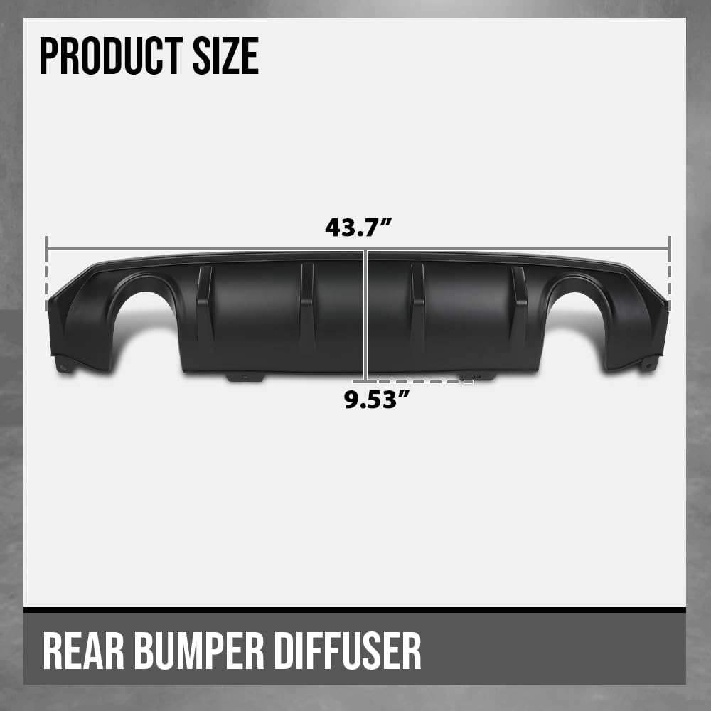 G-PLUS Rear Diffuser Compatible with Honda Civic 4-Door Sedan Only 2016 2017 2018 2019 2020 2021 Rear Bumper Diffuser Black