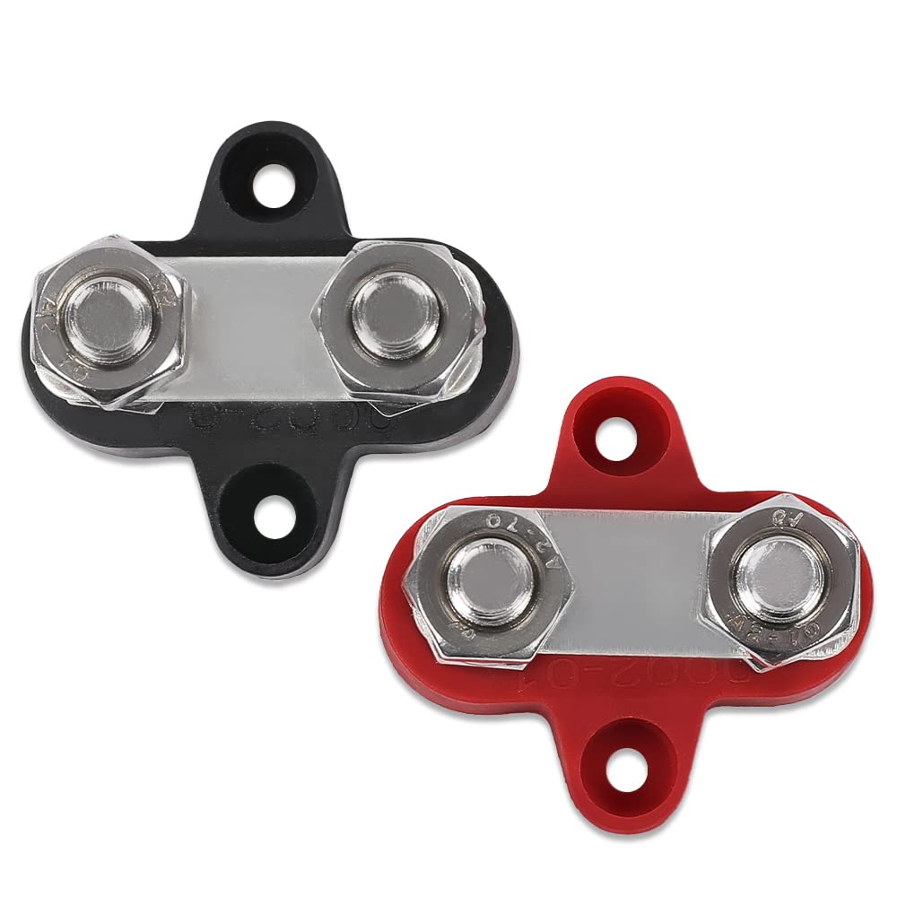 G-PLUS Red Black Junction Block Power Post Insulated Terminal Stud Battery 5/16" Ring 2Pcs Battery Post