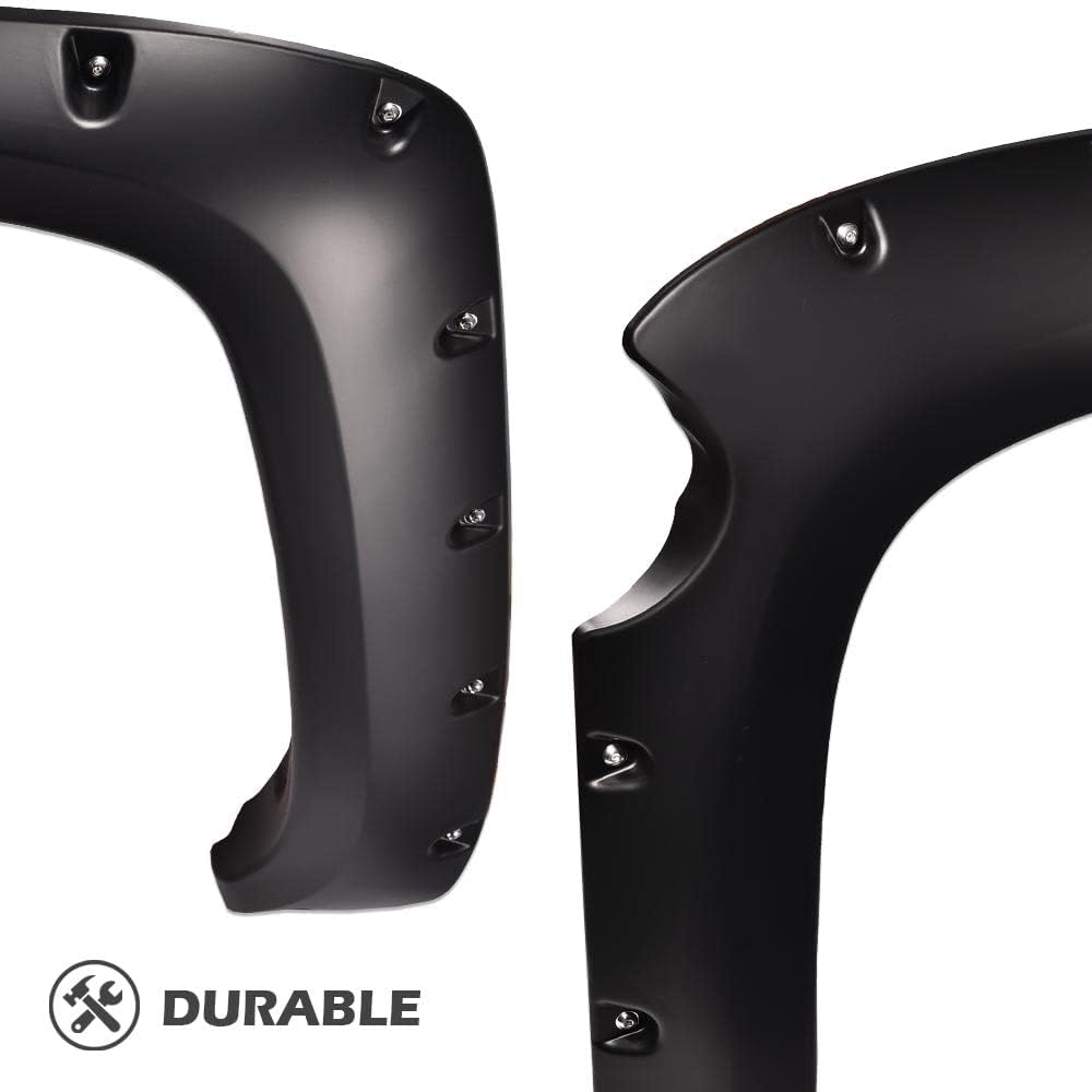 G-PLUS Fender Flares 4 PCS Smooth Pocket Riveted Compatible with 2007-2013 Chevy Silverado 1500, Fit 69.3" Short Bed Crew Cab (Not Fit 07 Classic Models & GMC Sierra) Front & Rear Wheel Flares Cover