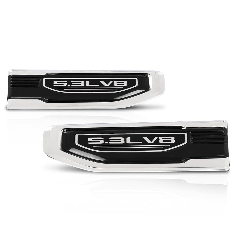 G-PLUS Front Driver Passenger Side Fender Vent Ornament Compatible with GMC Sierra 1500 2019 2020 2021 2022 2023 2024 with 5.3L V8 84431313, 84431313, 84431312, 84431312 Black