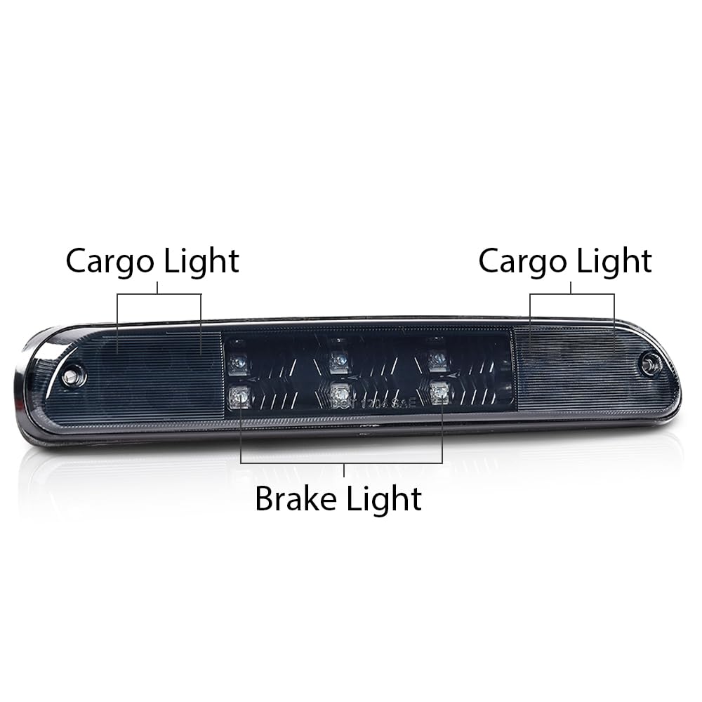 G-PLUS LED 3rd Brake Light Compatible with Ford F250 F350 F450 F550 Super Duty 1999-2015 Stop Cargo Light Smoke Lens Black Housing CC3Z13A613A,CC3Z13A613B