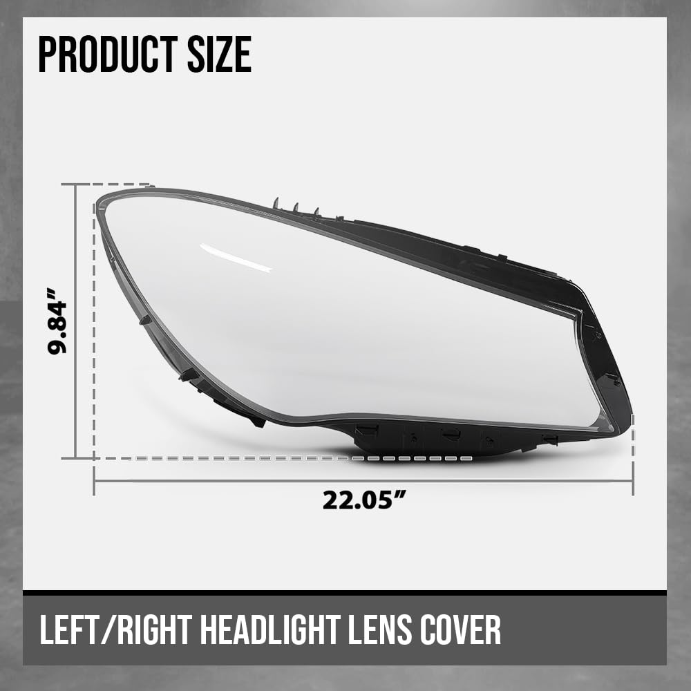 G-PLUS Headlight Lens Cover Compatible with Benz GLC-Class W253 CLA250 CLA45 AMG 2016-2019 Left & Right Front Headlamp Lens Cover Clear