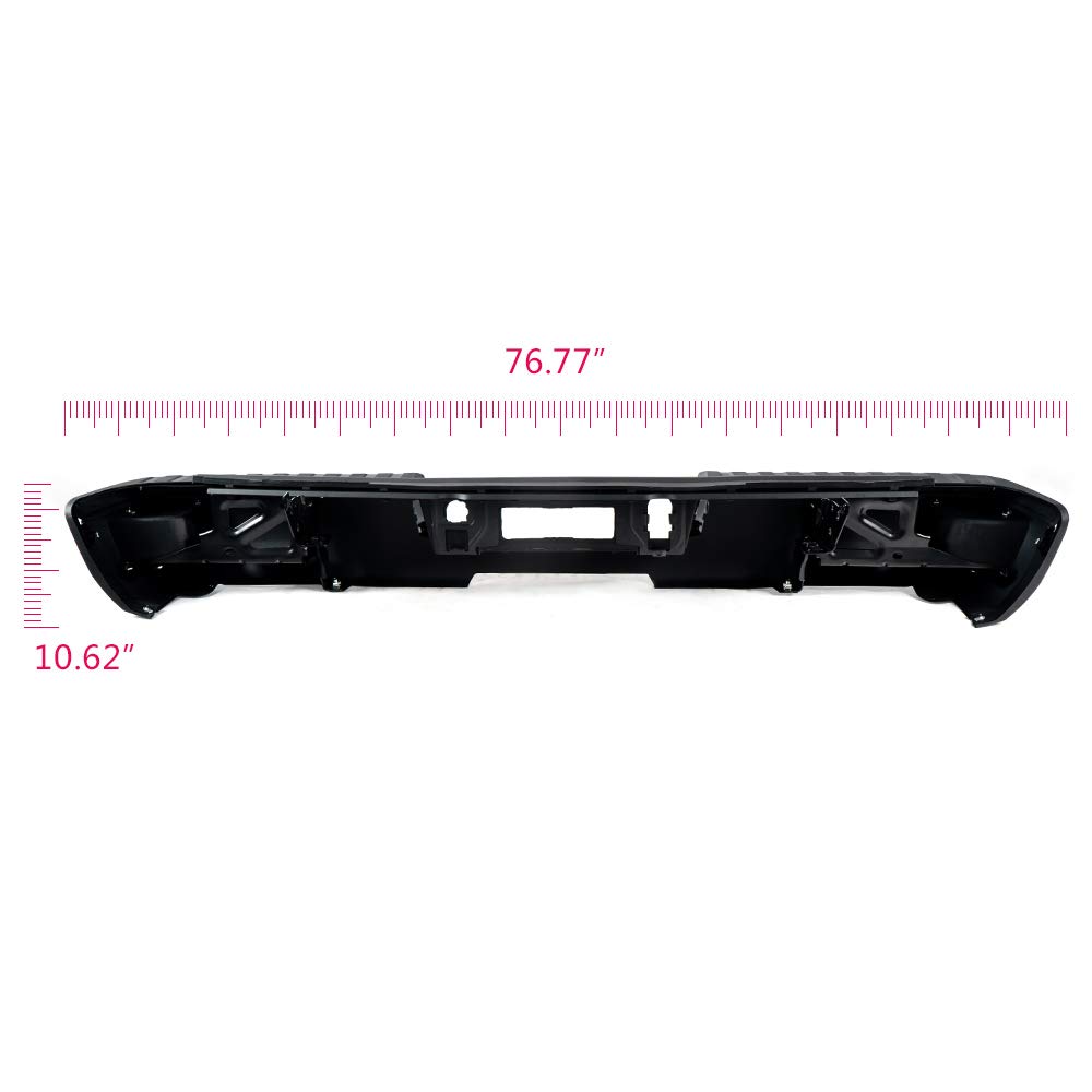 G-PLUS Rear Bumper Assembly Compatible With Chevy Silverado 2014-2018/GMC Sierra 1500 2014-2018 Chrome W/Corner Steps