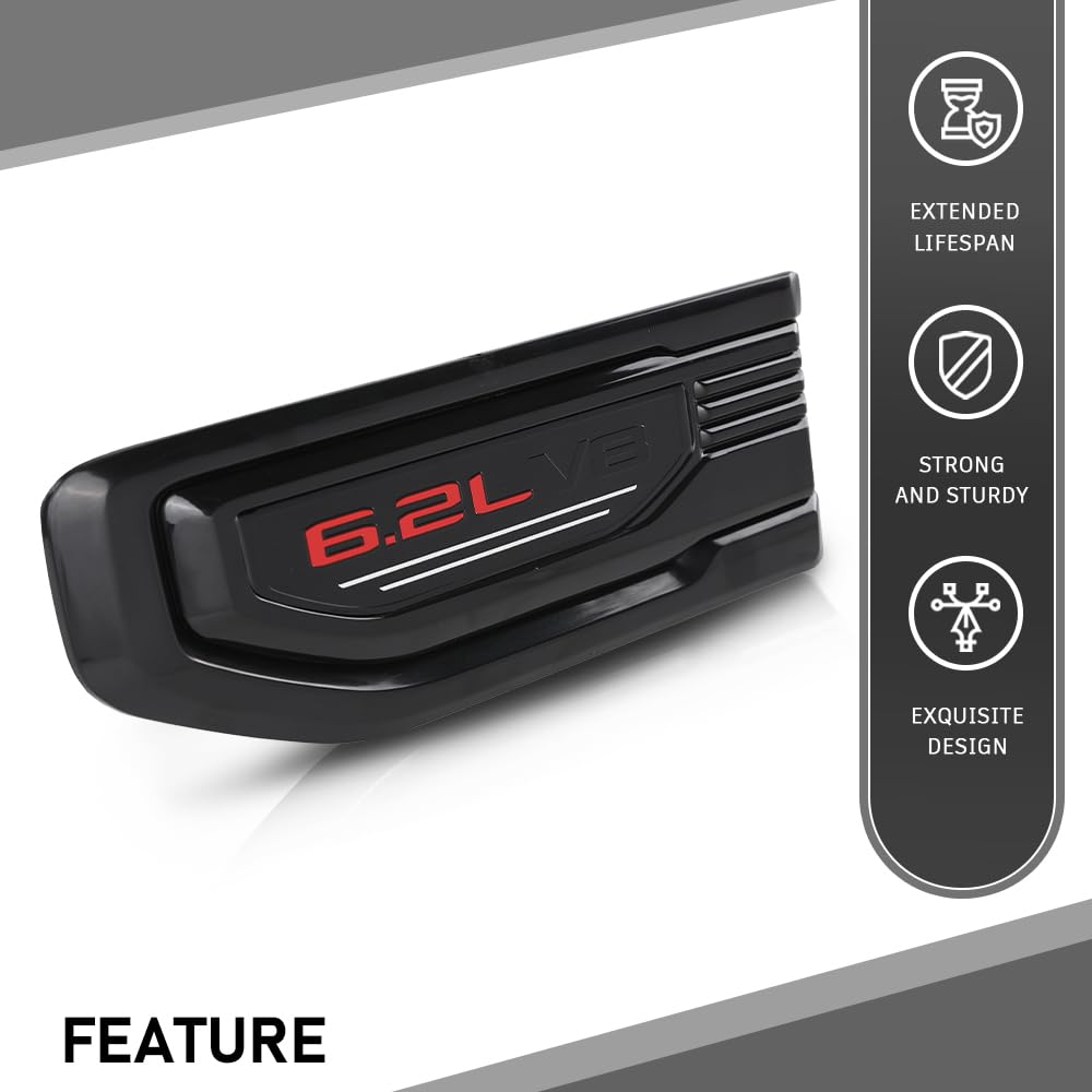 G-PLUS Fender Vent Emblem Kit Compatible with GMC Sierra 1500 6.2L 2019-2024/Fit for 6.2L 1500 Model Trucks Only 85160723 86532094