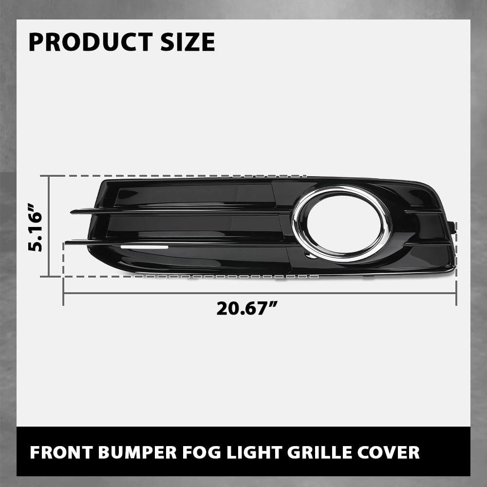 G-PLUS Front Bumper Fog Light Grille Cover Compatible with Audi A3 8P S-Line 2009-2012,Only Fit for S-Line Bumper 8P0807682, 8P0807681