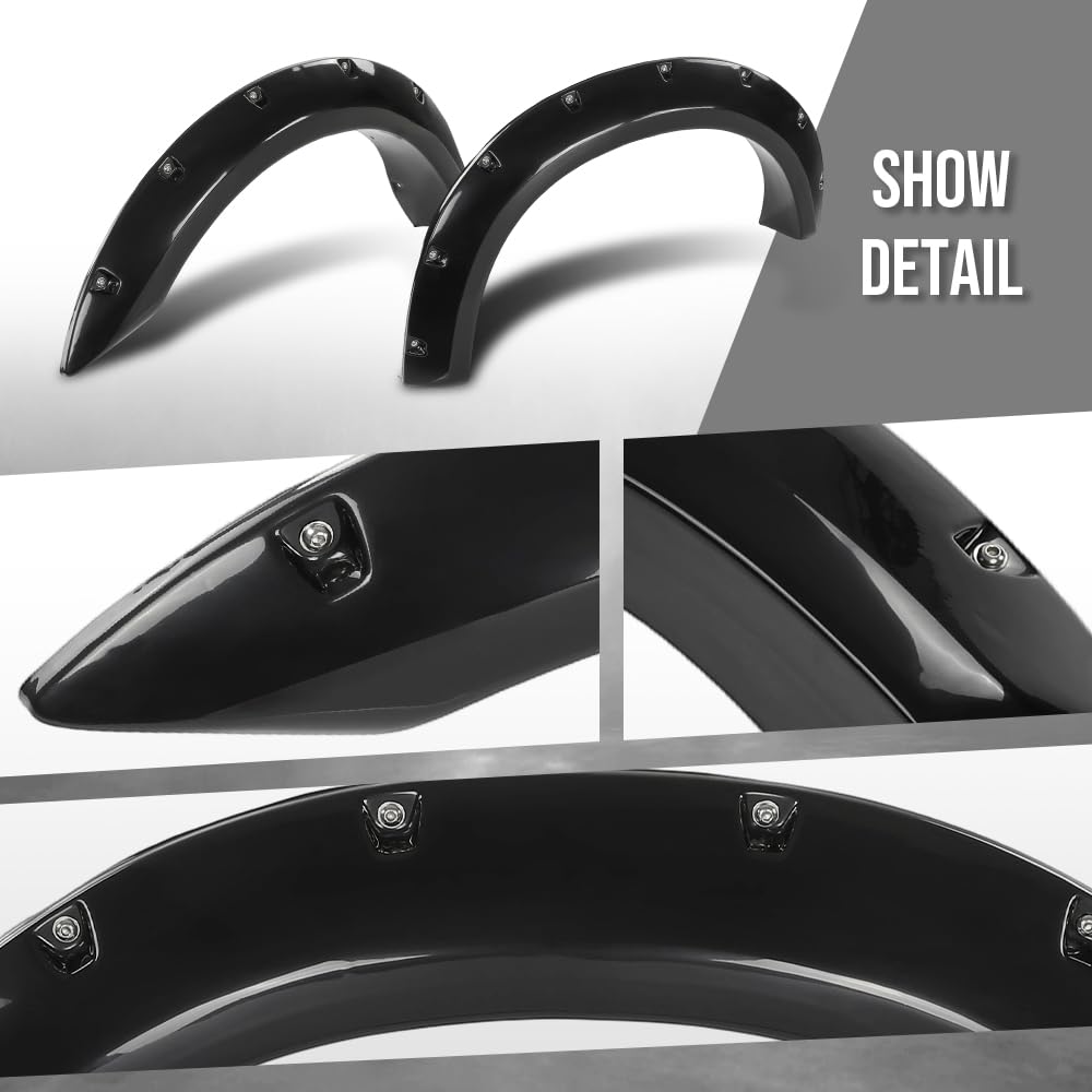 G-PLUS Fender Flares Compatible with Ford Ranger 1993-2011, Fit 6' and 7' Styleside Beds Only, Not Fit FX4 Submodels Black, Smooth Riveted Style