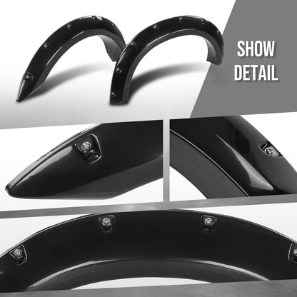 G-PLUS Fender Flares Compatible with Ford Ranger 1993-2011, Fit 6' and 7' Styleside Beds Only, Not Fit FX4 Submodels Black, Smooth Riveted Style