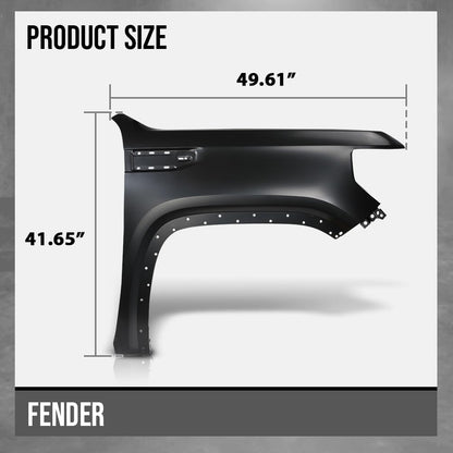 G-PLUS Front Right Fender Compatible with GMC Sierra 1500 2019 2020 2021 2022 2023 84496745, GM1241413 Black
