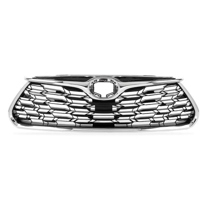 G-PLUS Front Bumper Upper Grille Chrome Trim Grill Compatible with Toyota Highlander 2020 2021 2022, Not fit XSE models 531010E370, TO1200456 Silver