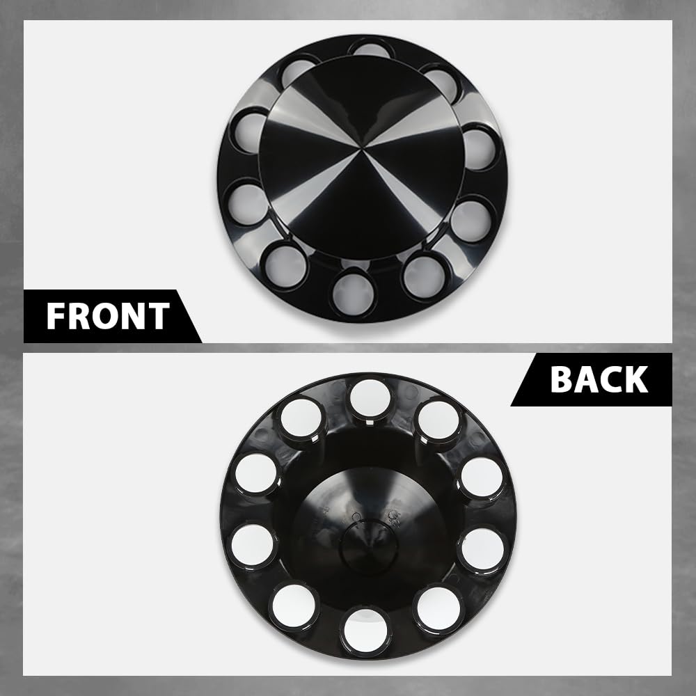 G-PLUS Rear Wheel Cover Axle 33mm Spiked Hub Cover Kit Compatible with Semi-Trucks 22.5" and 24.5" Wheels ABS Plastic Black