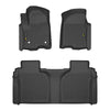 Floor Mats Cargo Liners, Compatible with Chevy Silverado GMC Sierra Crew Cab 2019-2025, 1st & 2nd Row 3PCS, All Weather Full Cover Protection
