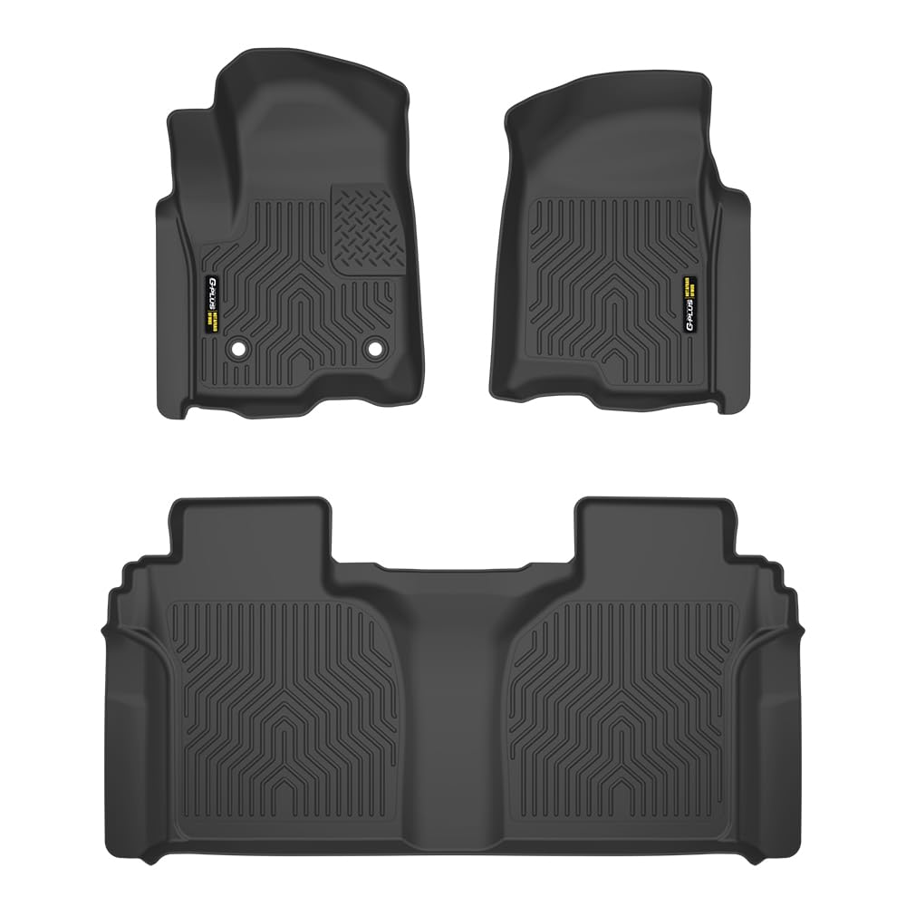 Floor Mats Cargo Liners, Compatible with Chevy Silverado GMC Sierra Crew Cab 2019-2025, 1st & 2nd Row 3PCS, All Weather Full Cover Protection