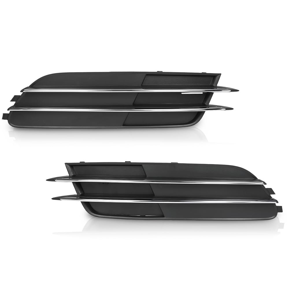 G-PLUS Pair Front Bumper Fog Light Grill Cover, Compatible with Audi A6/ A6 Quattro 2012 2013 2014 2015, Left Driver & Right Passenger Side 2PCS, 4G0807681, 4G0807682