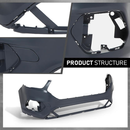 G-PLUS 1PC Front Bumper Cover w/Brackets Compatible with Ford Escape 2017 2018 2019, GJ5Z-17757-APTM, GJ5Z-17C947-AA, GJ5Z-17C947-AB, Black
