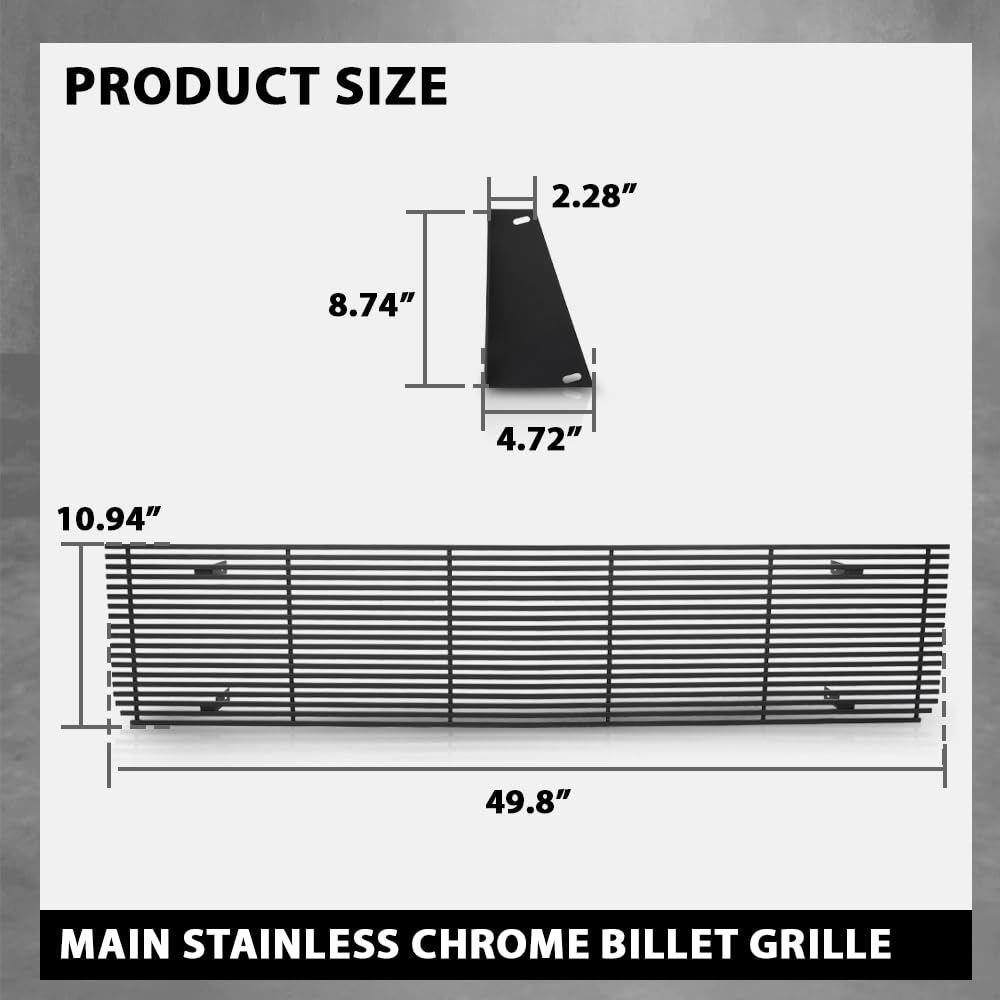 G-PLUS Front Bumper Billet Grille Stainless Compatible with Chevy Blazer Suburban C/K Pickup 1973-1980, Fit GMC C/K Pickup Suburban 1973-1980 Black Grill
