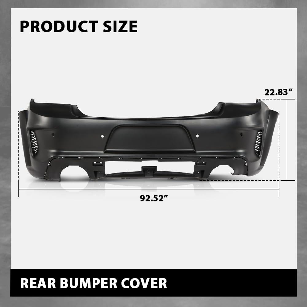 G-PLUS Rear Bumper Cover w/Holes Compatible with Dodge Charger 2020 2021 2022 2023, 68488292AA, CH1100A56, Primed Black
