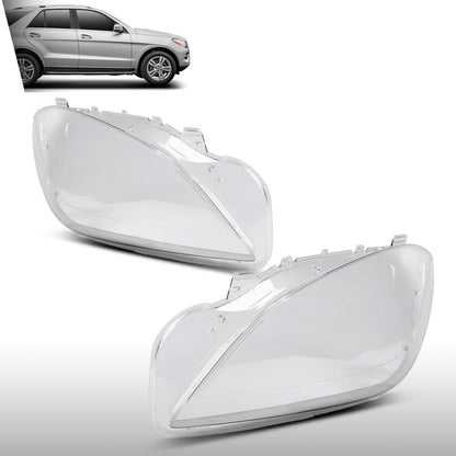 G-PLUS Headlight Lens Cover Compatible with Benz ML-Class W166 ML350 ML400 2011-2015 A1668207359, A1668205559 Left & Right Front Headlamp Lens Cover Clear