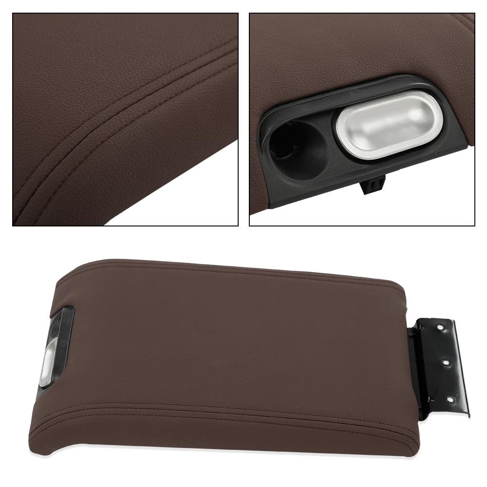 G-PLUS Brown Center Console Arm Rest Lid Cover Compatible with Ford F150 2009-2014/Lincoln Mark LT 2010-2014 9L3Z1506024CC (Fit for Flow Through Consoles Only)