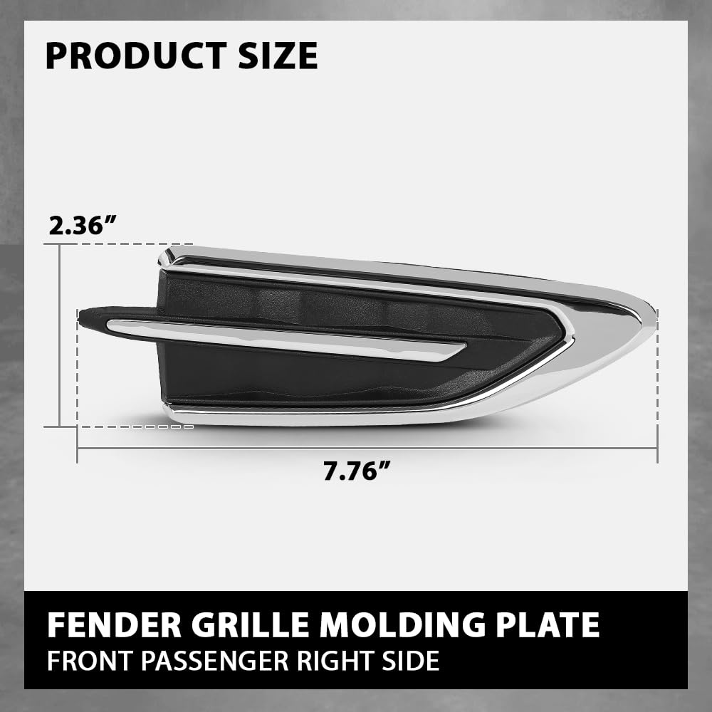 G-PLUS Front Left Fender Ornament Fender Vent Insert Grille Molding Plate Kit, Fit Ford Escape SEL S SE Titanium Sport Utility 4-Door 2017-2019, Driver Side, GJ5Z16228AB, GJ5416C217ACW Chrome Black