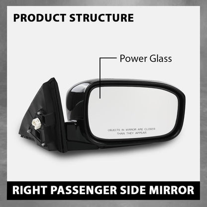 G-PLUS Power Mirror Right Passenger Side Compatible with Honda Accord 4-Door 2003-2007 Manual Folding 3-Pin HO1321152 76200SDAA13ZA Glossy Black