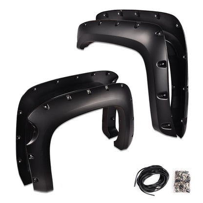 G-PLUS Fender Flares 4 PCS Smooth Pocket Riveted Compatible with 2007-2013 Chevy Silverado 1500, Fit 69.3" Short Bed Crew Cab (Not Fit 07 Classic Models & GMC Sierra) Front & Rear Wheel Flares Cover
