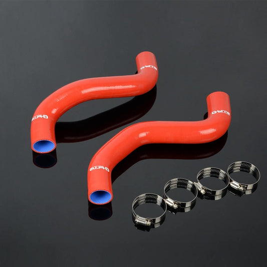 G-PLUS Silicone Radiator Coolant Tube Kit Clamps Compatible With Toyota 4runner Upper 16571-62070 & Lower 16572-62090 Red