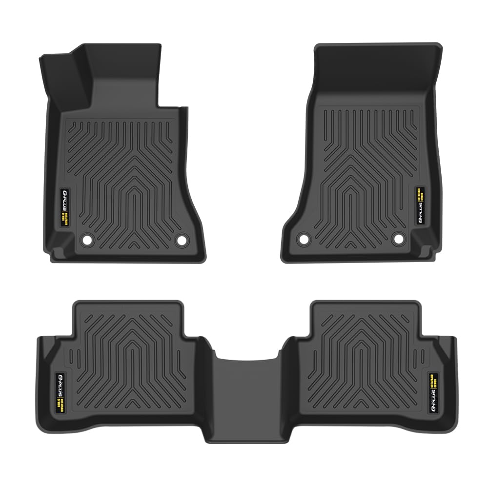 TPE Floor Mats Compatible with Benz C-Class Sedan 2015-2021 Only, Not Fit Coupe Or Cabriolet, 1st & 2nd Row All Weather Floor Mats Liner Cargo Liner Waterproof Black