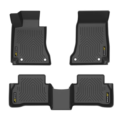 TPE Floor Mats Compatible with Benz C-Class Sedan 2015-2021 Only, Not Fit Coupe Or Cabriolet, 1st & 2nd Row All Weather Floor Mats Liner Cargo Liner Waterproof Black