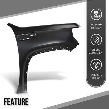 G-PLUS Front Right Fender Compatible with GMC Sierra 1500 2019 2020 2021 2022 2023 84496745, GM1241413 Black