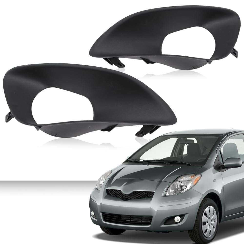 G-PLUS Front Bumper Fog Light Driving Lamp Cover Trim Compatible with Toyota Yaris Sedan 2007-2013/Fit Toyota Vios Limo (XP90) 2007-2013/Fit Belta 2006-2012 52127-0D190, 52128-0D090